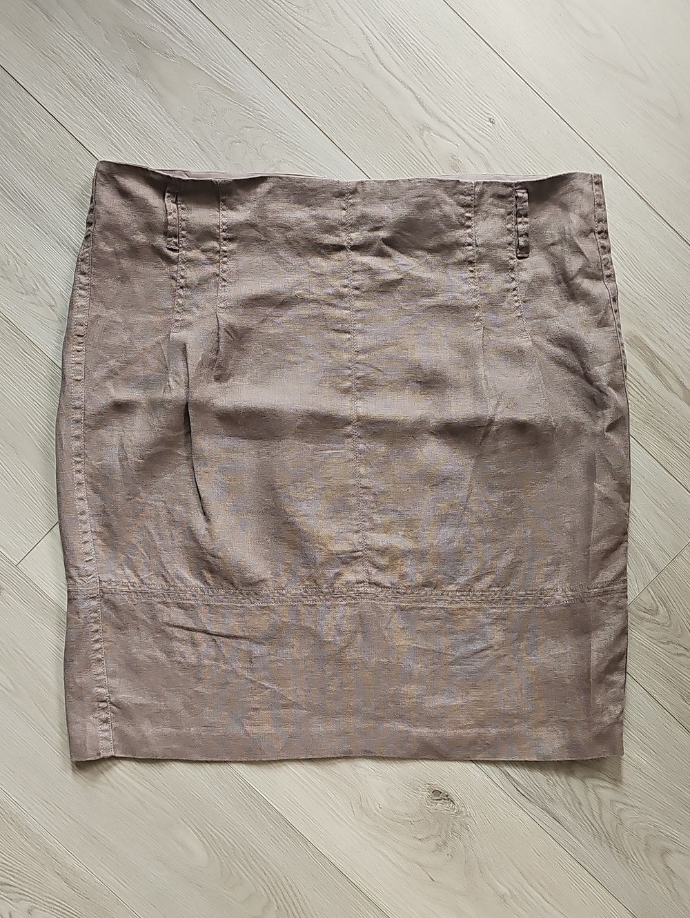 Olsen Europe Flax Linen Taupe Earthy Brown Pencil Skirt, Size 14